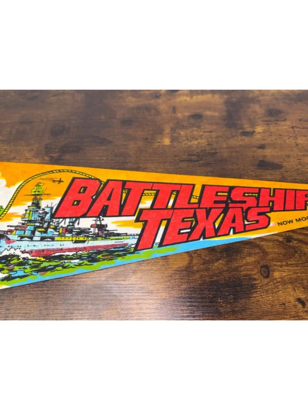 Vintage Battleship Texas Felt Pennant Nautical Collectible 25”